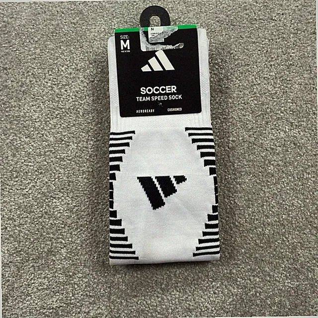 Adidas Soccer Team Speed 3 Socks Unisex M White Black Over The Calf AEROREADY