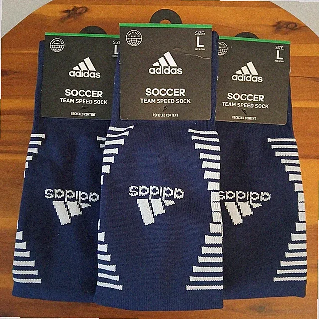 Adidas Soccer Team Speed Socks Navy Blue White Mens Size Large (9-13) Lot Of 3