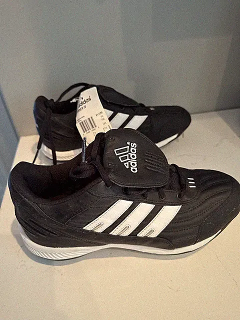 Adidas Spinner IV Baseball Cleats Mens Size 8 Black & White Leather Solid