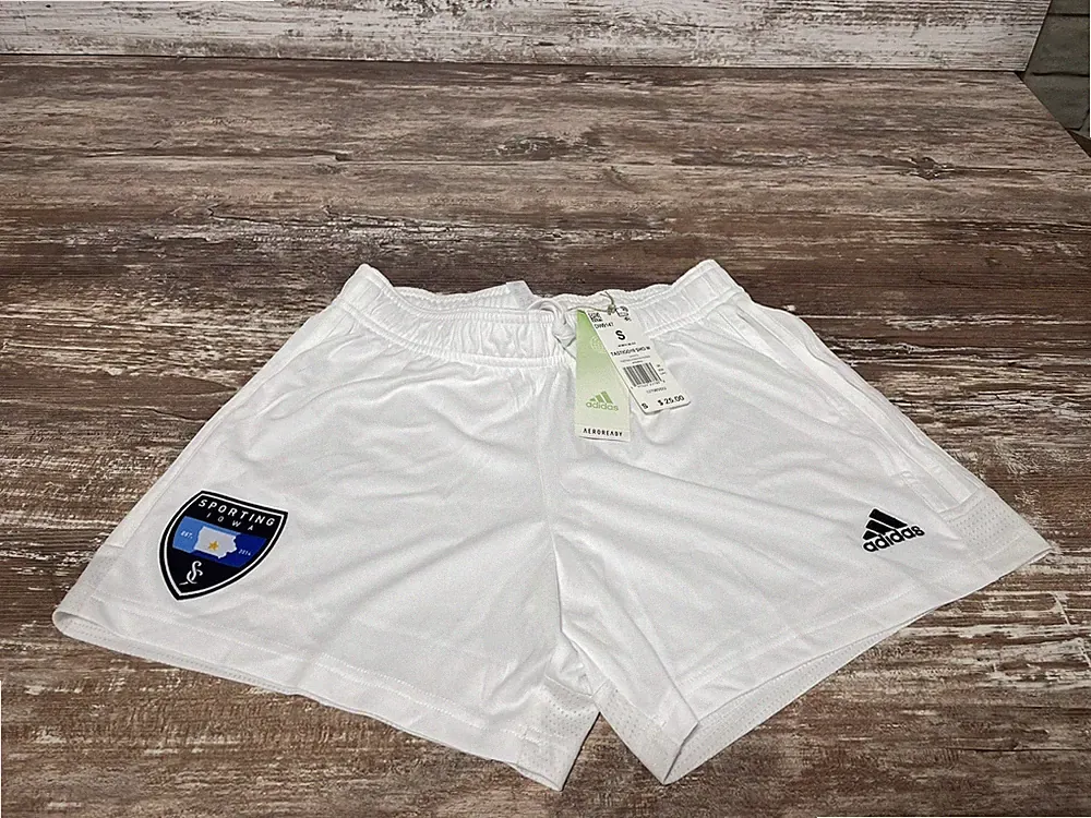 Adidas Sporting Iowa Girls Soccer Shorts White Small.