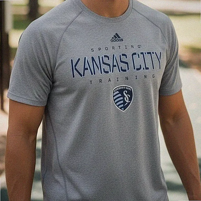 Adidas Sporting KC Training ClimaLite Mens Gray Short Sleeve Soccer T Shirt M