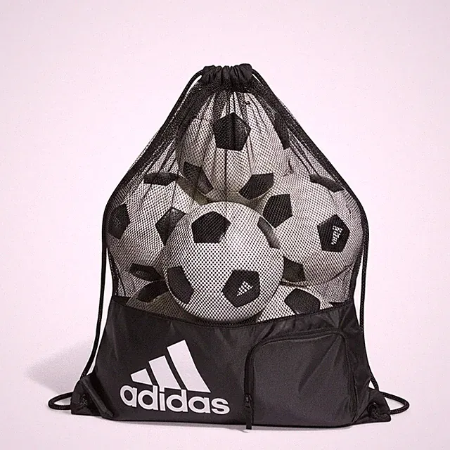 Adidas Stadium Soccer Ball Bag Black Drawstring Mesh Holds up to 15 Balls