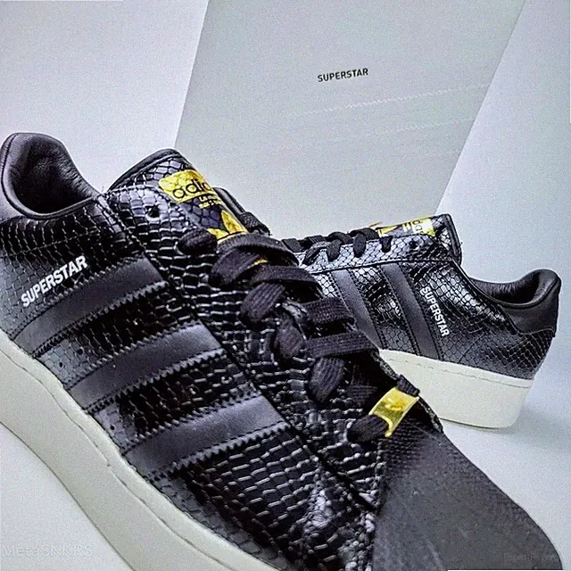 Adidas Superstar US 13 Men's Black White Gold Snakeskin Retro Limited IE5195 NIB