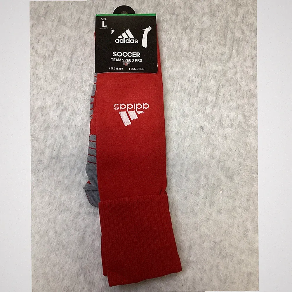 Adidas Team Speed Pro OTC Soccer Socks Red Grey Mens Large 5145741D Aeroready