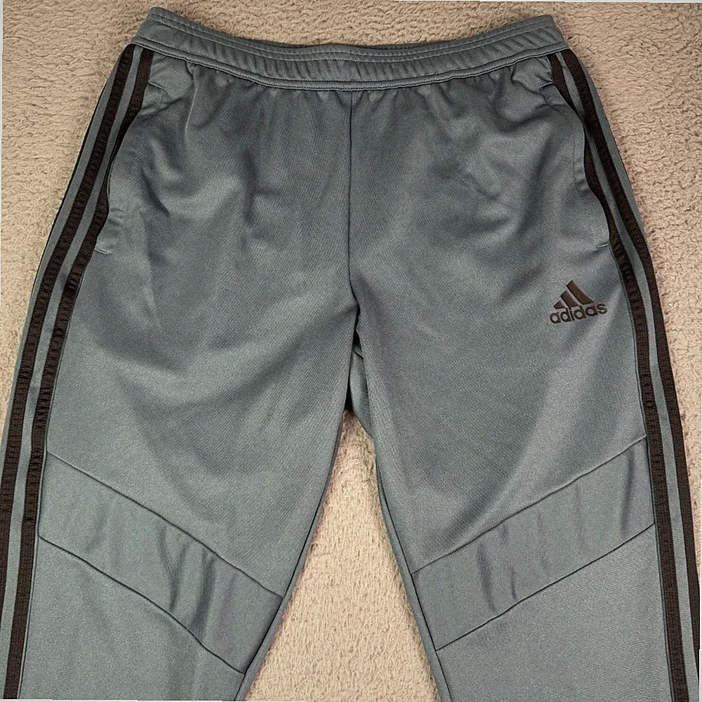 Adidas Tiro 19 Soccer Training Pants Men L Gray Black Ankle Zip 30" Striped