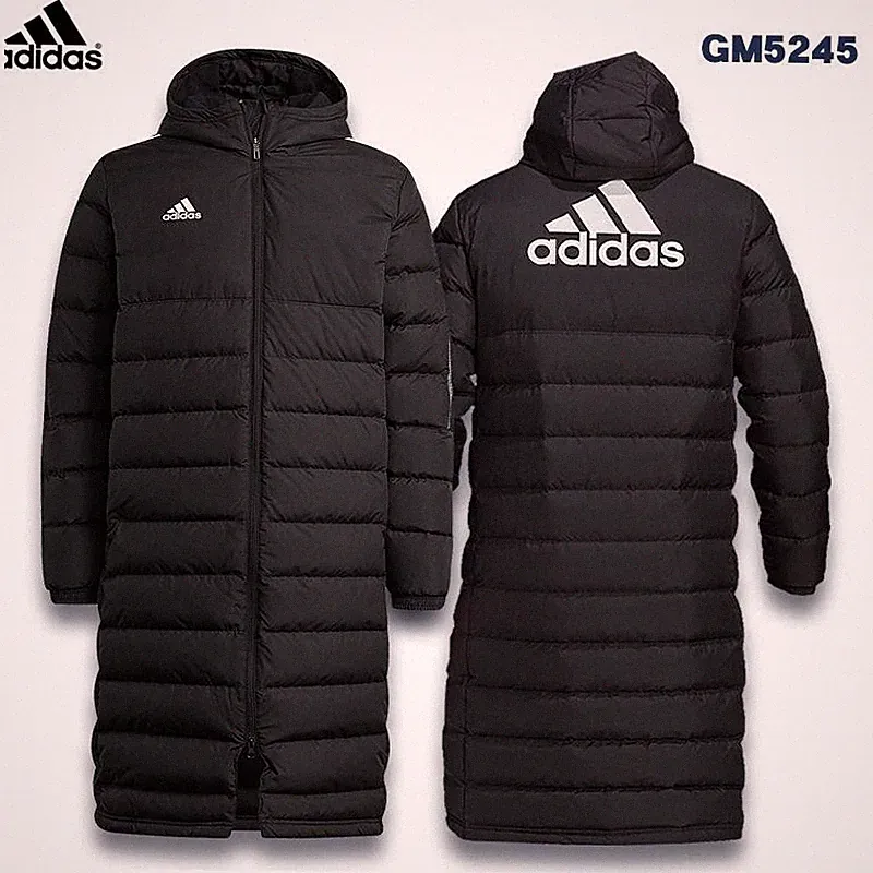 adidas Tiro 21 Long Down Hooded Winter Jacket Parka Coat Black White Warm GM5245