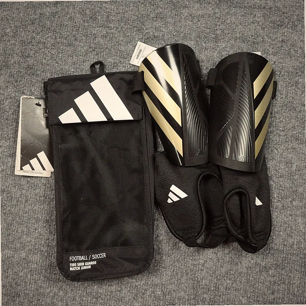 Adidas Tiro SG Match J Shin Guards Youth Large Black Gold Padded Soccer Pads