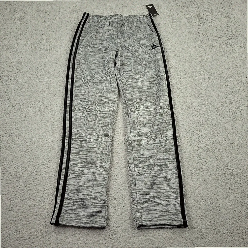 Adidas Track Pants Boys Large (14-16) Gray Performance Regular Fit Activewear