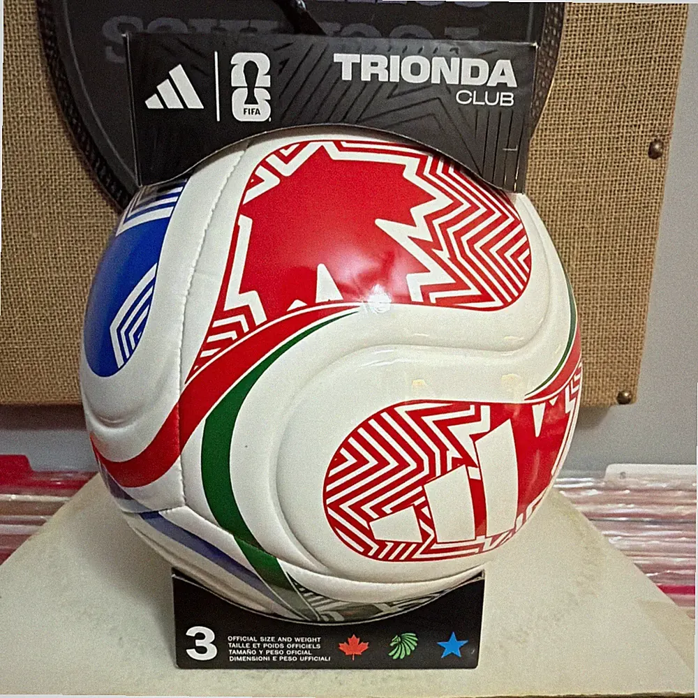 adidas Trionda Club FIFA Soccer Ball Size 3 White/Red/Blue/Green Composite