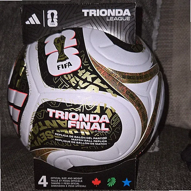 adidas Trionda Final League FIFA train ingSoccer Ball Wht/Blk/Gld Size 4 KE4322