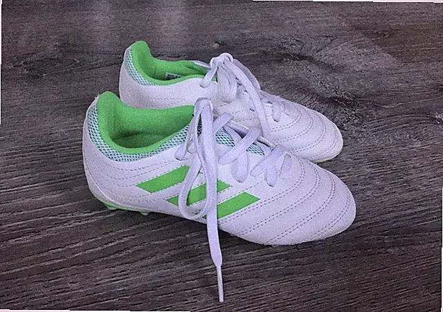 Adidas Unisex Kids Size 11 11K Copa 19.3 FG D98081 White/Green Soccer Cleats