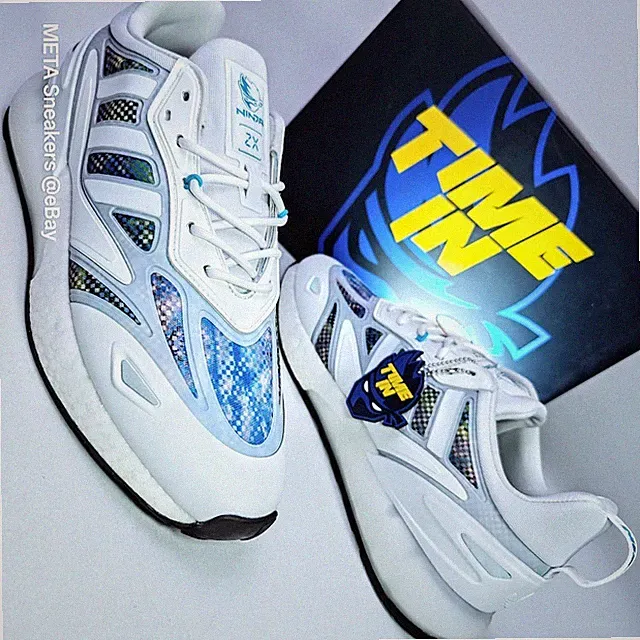 Adidas US 10.5 Men's White Blue Grey Retro ZX 2K Boost Ninja Collab GZ3745 New