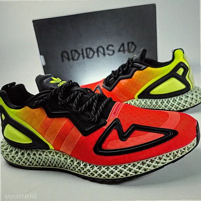 Adidas US 10.5 Men's Yellow Red Black Neon Comfort Running ZX 2K 4D FV9028 Used
