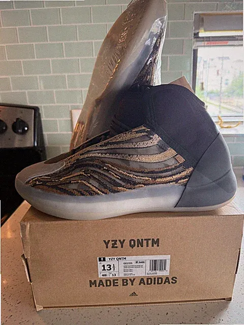 Adidas- US 13.5 Men's- Amber Tint/Black Lifestyle Boost- Yeezy QNTM - GX1331 NIB