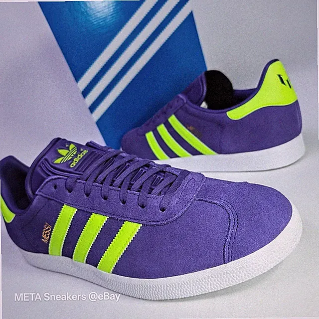 Adidas US 13.5 Men's Purple Lucid Lemon White Retro Gazelle Messi IH8164 NIB