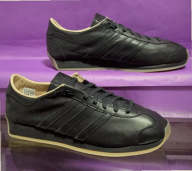 Adidas US 14 Men's Black/Gum Goat Leather Retro Luxe Country Japan JH5086 New