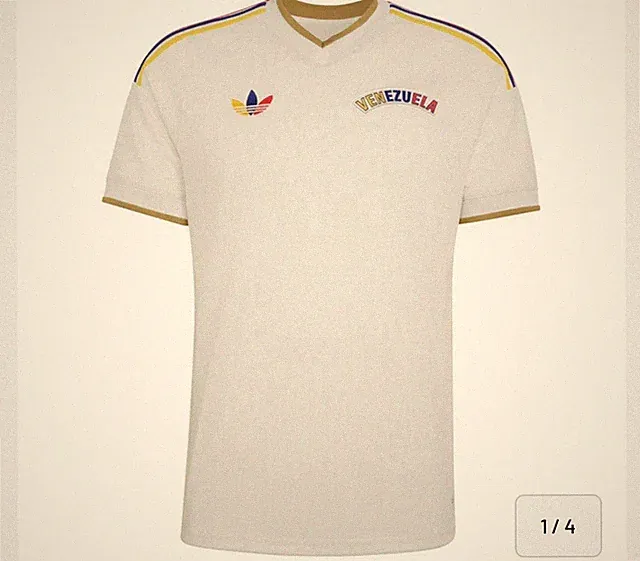 adidas Venezuela Soccer Jersey White Gold Blue Red Yellow Size L