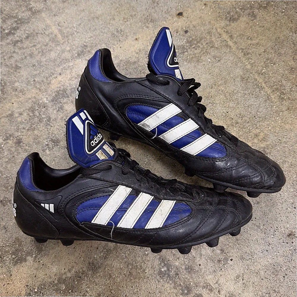 Adidas Vintage Stratos Soccer Cleats Shoes Mens US 9 Black Stripe Sneaker 1998