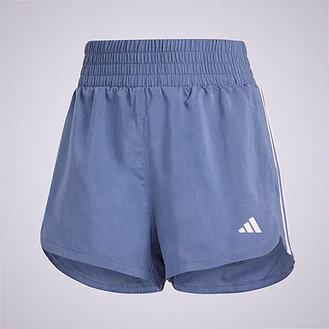 adidas women Pacer Training 3-Stripes Woven High-Rise Shorts