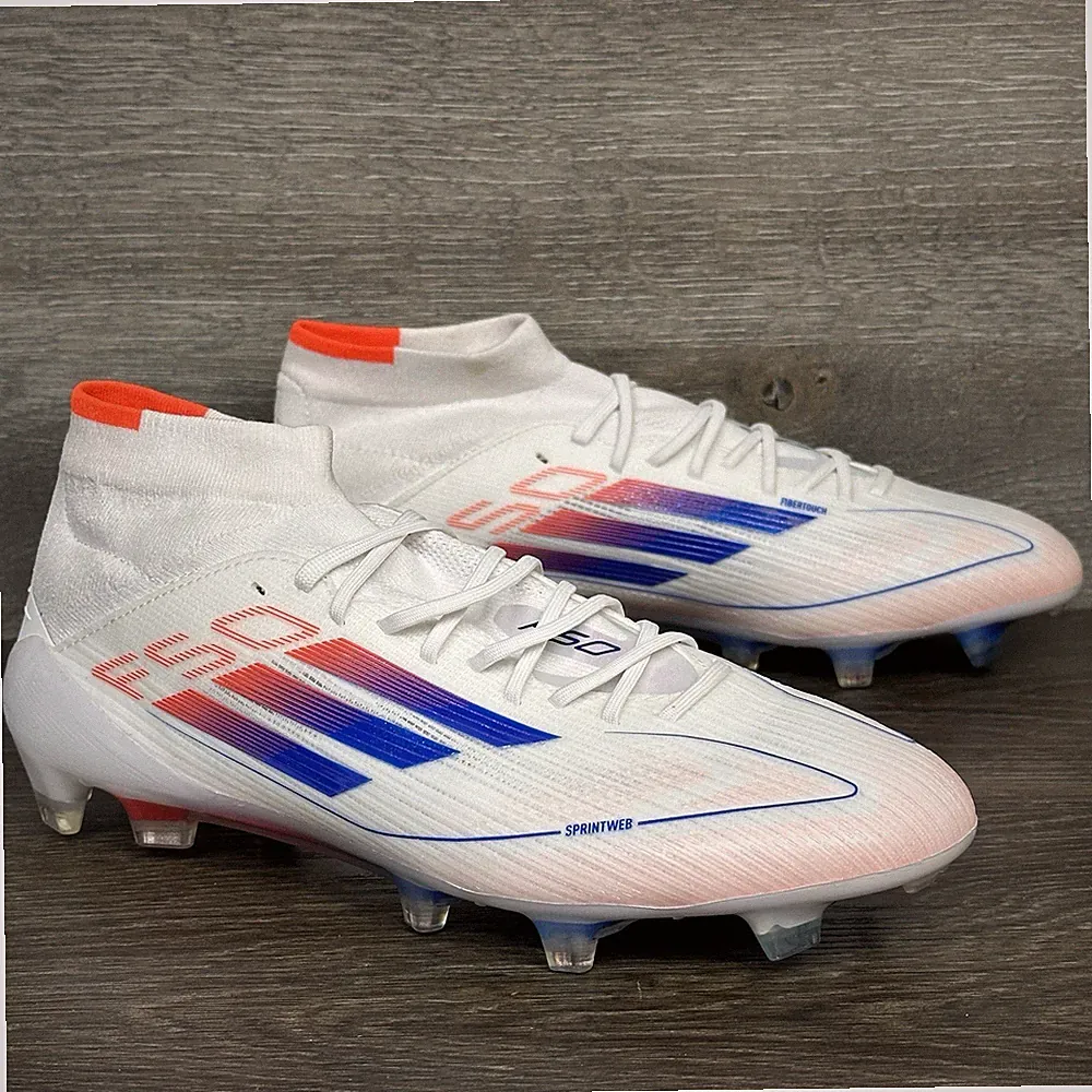 Adidas Women’s F50 Elite Mid FG Soccer Cleats Size 8 White Blue ID9203