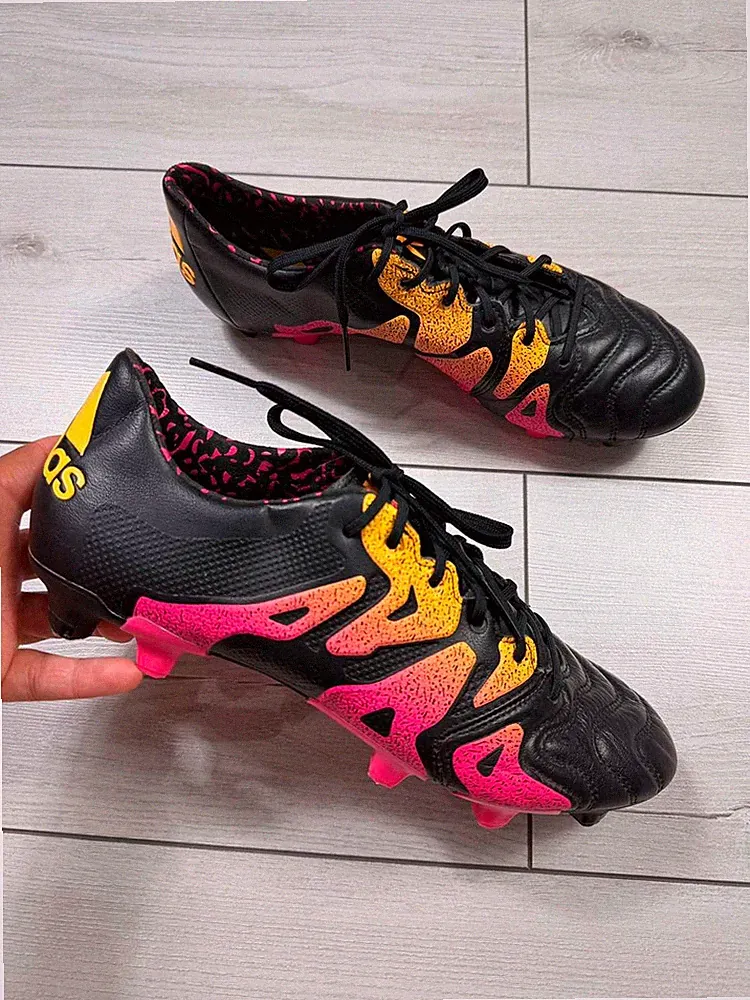 Adidas X 15.1 FG/AG Leather Soccer Cleats Black Pink AQ5791 Men’s Size US 8.5