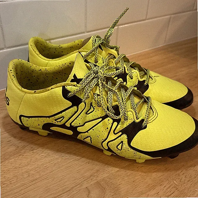 ADIDAS X 15.3 LEATHER FG/AG SOLAR YELLOW/CORE BLACK Size 9 Cleats