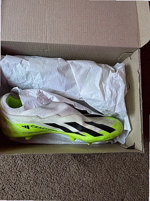 adidas X Crazyfast.3 LL Laceless Firm Ground Soccer Cleats (White/Lucid Lemon)