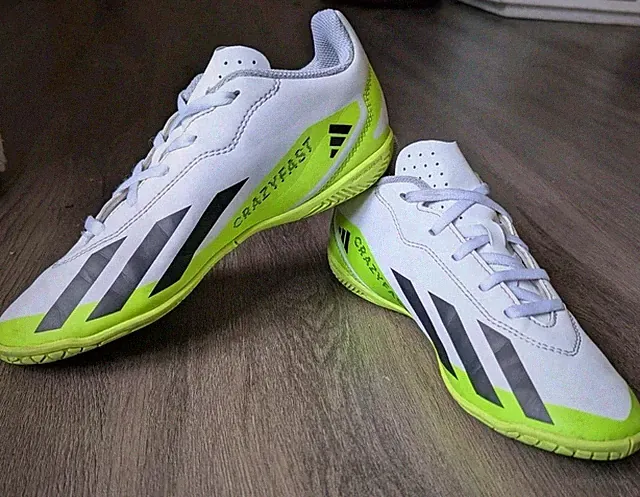 ​Adidas X Crazyfast.4 Indoor Soccer Shoes White Lucid Lemon 4065 Youth 4.5 Neon