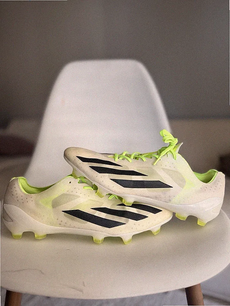 Adidas x Crazyfast+ FG White and Lucid Lemon Green Size 11 Soccer Cleats