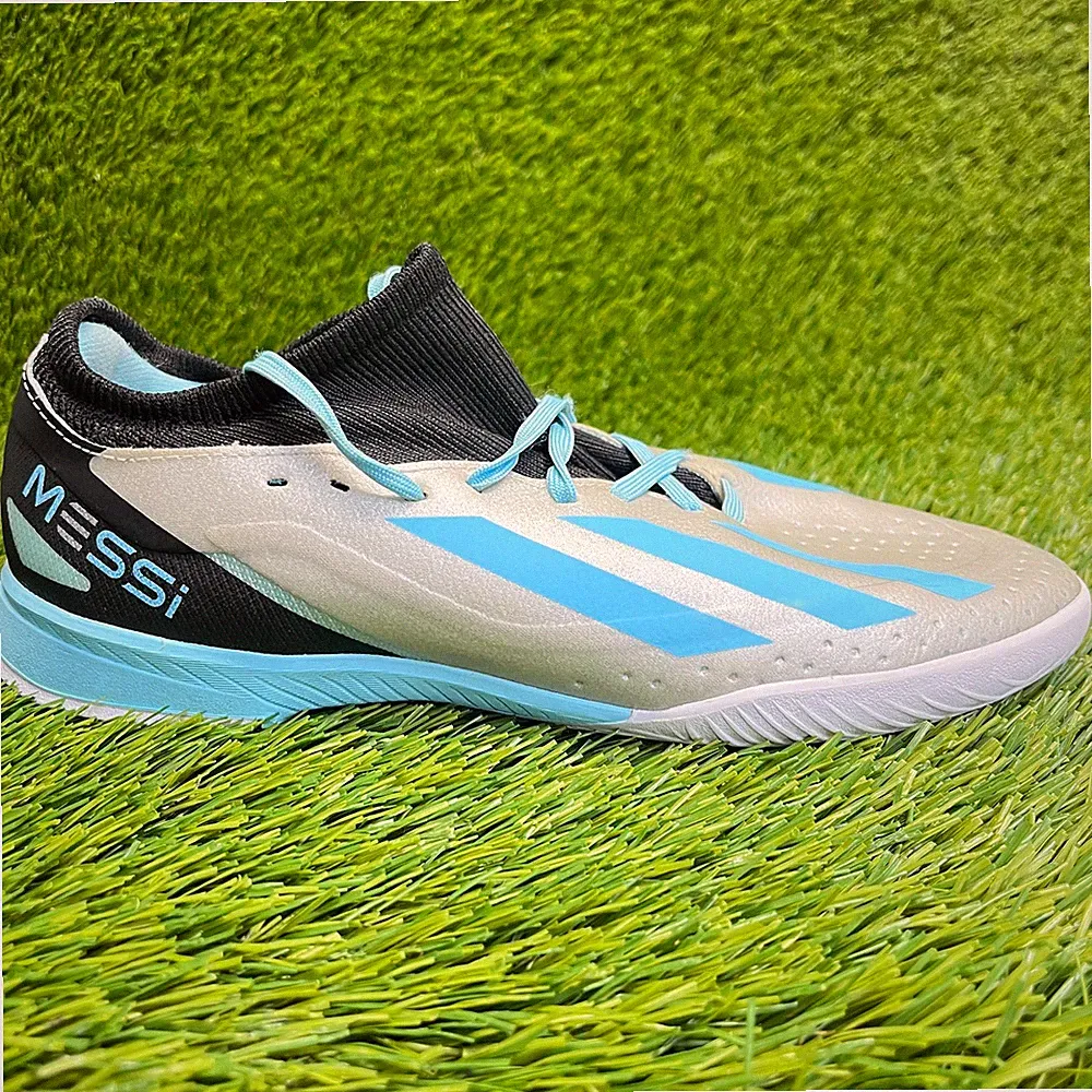 Adidas x Crazyfast Messi.3 Boys Size 5.5Y Gray Blue Running Indoor Soccer Shoes