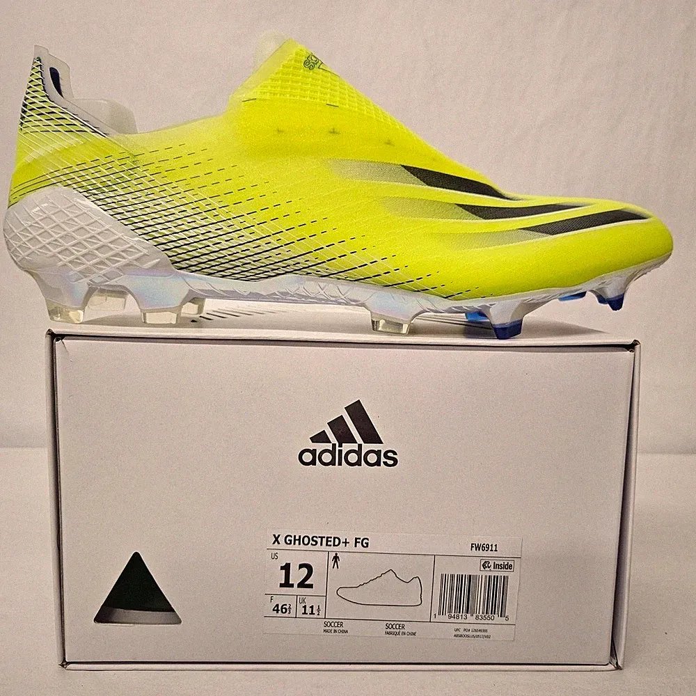 Adidas X Ghosted+ FG Soccer Cleats FW6911 Solar Yellow Black Mens Size 12