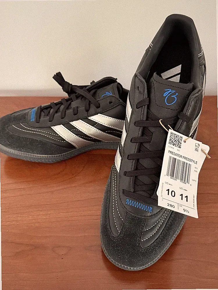 adidas x Jude Bellingham Predator Freetyle 'Black Silver' Soccer Shoes 10