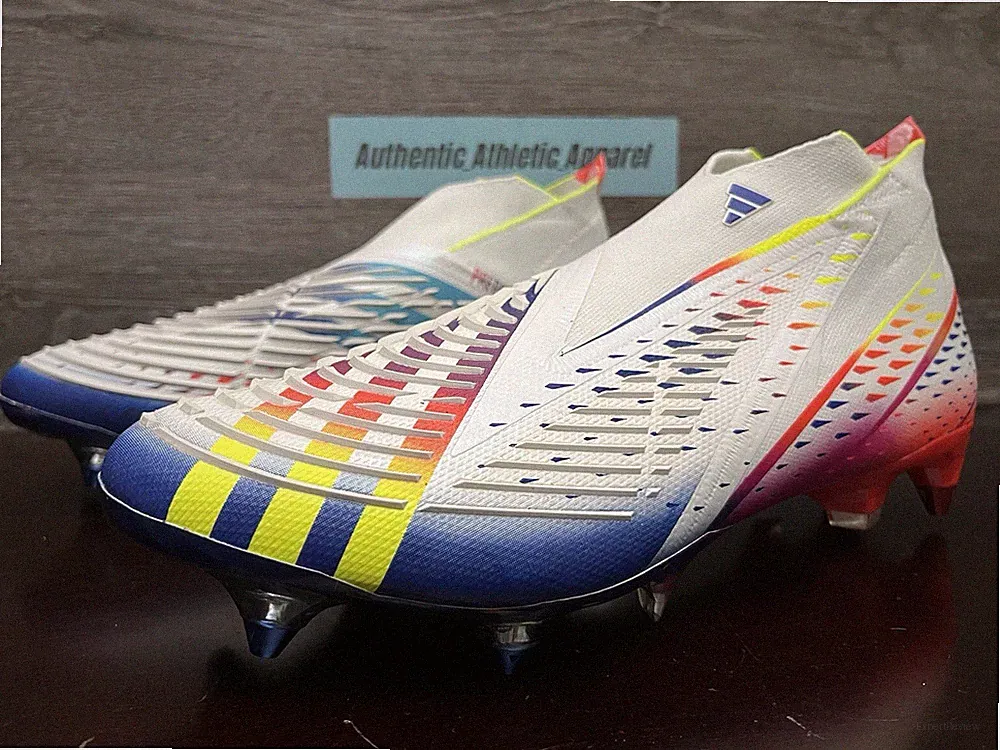 Adidas X Predator Edge+ SG Soccer Cleats White Multi Color Men's Size 11 GW1035