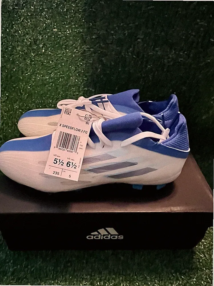 Adidas X Speedflow.2 FG Soccer Cleats White Blue GW7474 Size 5.5 New!