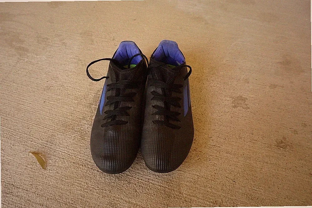 Adidas X Speedflow 4 Youth Black Blue Indoor Soccer Shoes FY3326 Size 3.5 Cleats