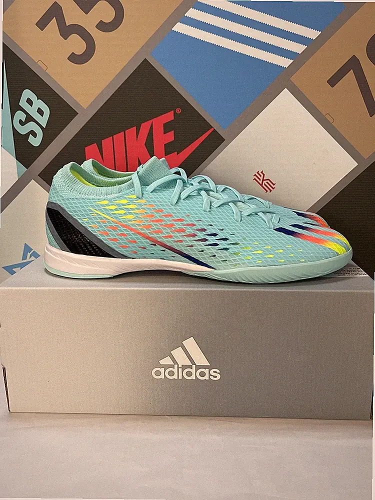 Adidas X SpeedPortal.3 IN Mens Sz 10.5 Indoor Soccer Cleats White Aqua GW8466