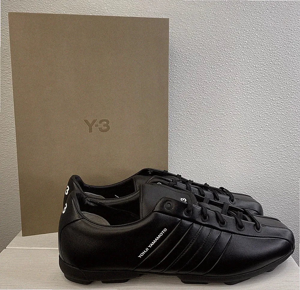 Adidas Y-3 Field Shoes Unisex M11.5 W12.5 Black Leather Soccer Cleats 3-Stripes