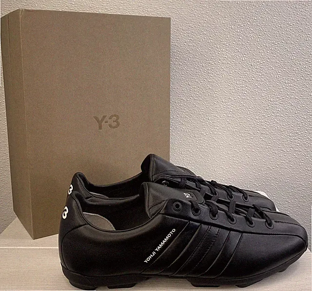 Adidas Y-3 Field Shoes Unisex M8.5 W9.5 Black Leather Soccer Cleats 3-Stripes