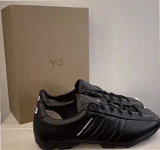 Adidas Y-3 Field Shoes Unisex Size M9 W10 Black Leather Soccer Cleats 3-Stripes