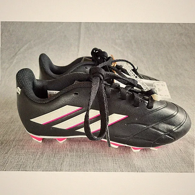 Adidas Youth 1 Copa Pure.4 FxG Outdoor Junior Black/Pink Soccer Cleats GY9041