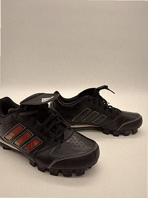 Adidas Youth Black Cleats Lace Up Hook Loop Strap Athletic Shoes Size 5 A15