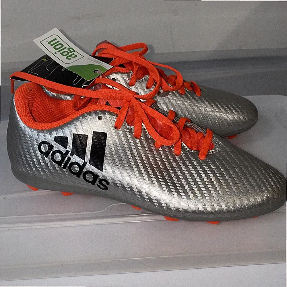 Adidas Youth Boys Size 2 Soccer Cleats Orange And Silver 16.4 Adifit Shoes