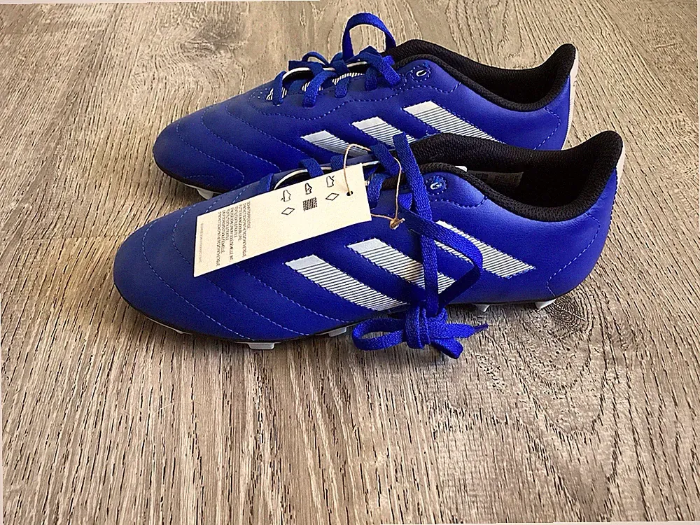 Adidas Youth Size 5 Soccer Cleats Blue White Goletto VIII FG J Boys GW6162 New