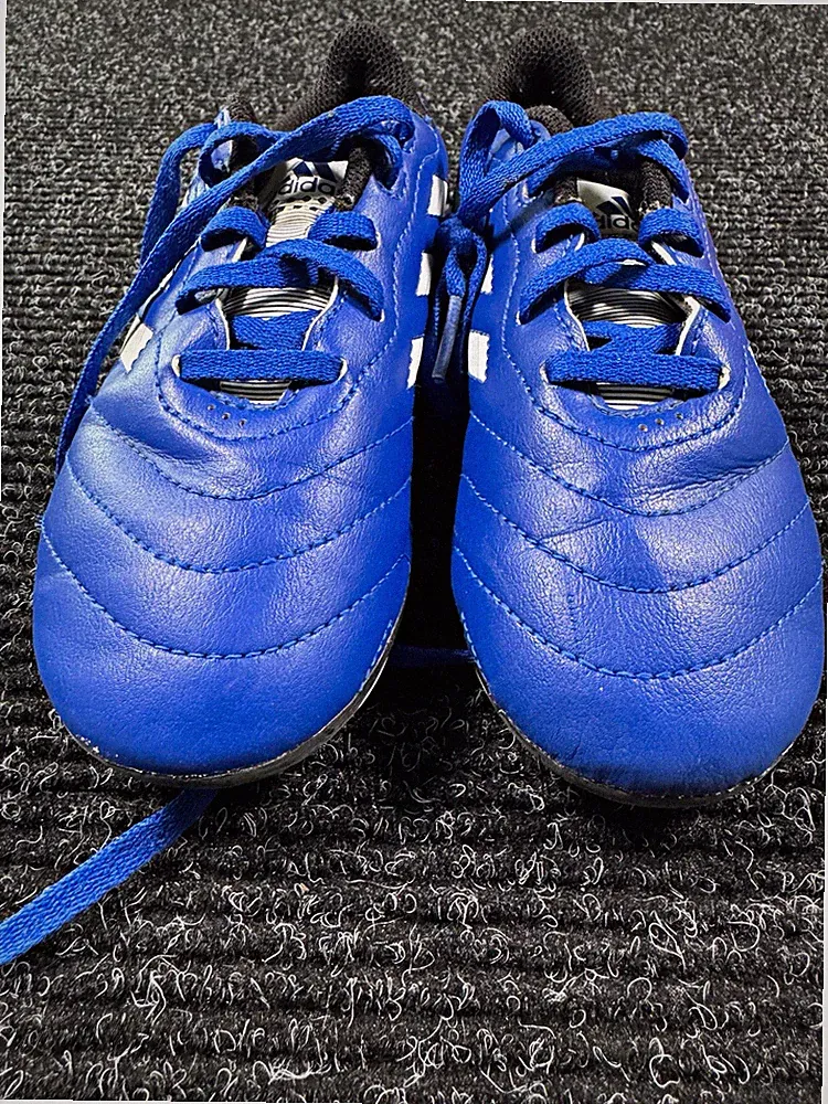 Adidas Youth Soccer Cleats Blue White Molded Firm Ground Kids Size 1 Unisex