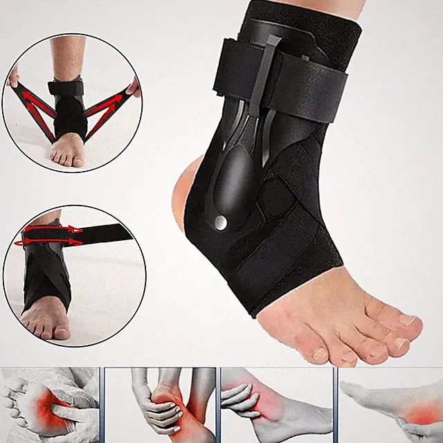 Adjustable Ankle Brace with Protective Guards for Foot/Heel Pain Sprain Football