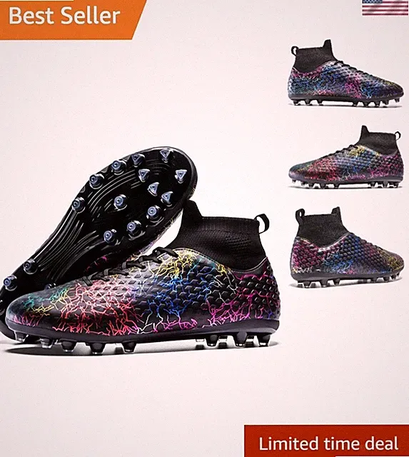 Adult Football Training Cleats with Lightning Bolt Stripes