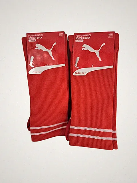 Adult Puma Pro Elite Red Performance Soccer Socks Sz 3 Intermediate 7- 12 Shoe
