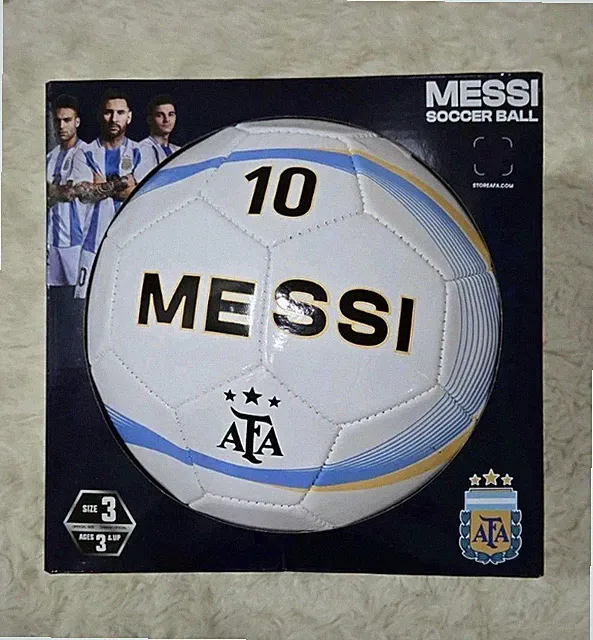 AFA Messi Soccer Ball Size 3 Argentina White/Blue/Gold Composite Leather