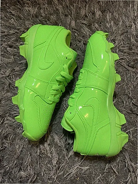 Air Jordan 1 Low Cleats Electric Green White Little Big Kids GS Size 4.5 New