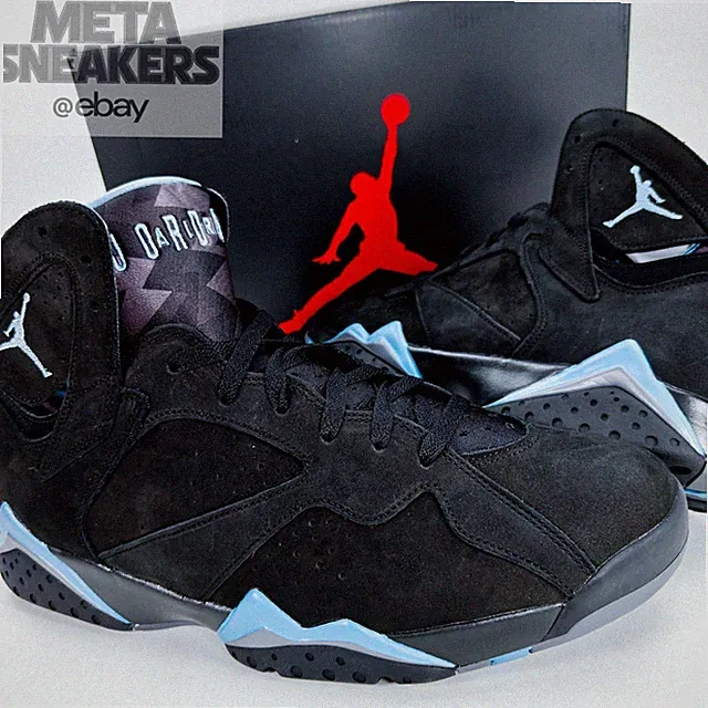 Air Jordan 7 US 13 Men's Black Grey UNC Blue Nike Retro Chambray CU9307 004 NIB